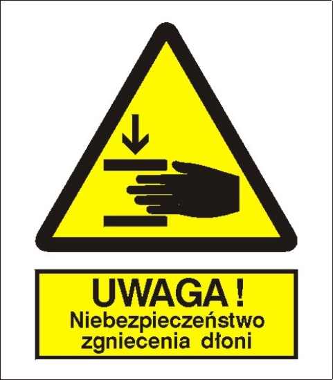 Ostrzeżenie przed zgnieceniem dłoni